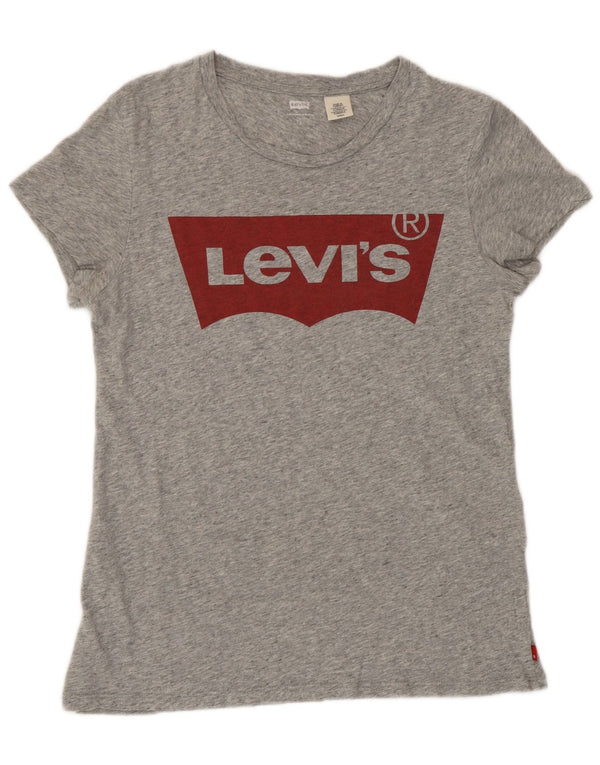 Levi's Womens Graphic T-Shirt Top UK 10 Small Grey Flecked Cotton