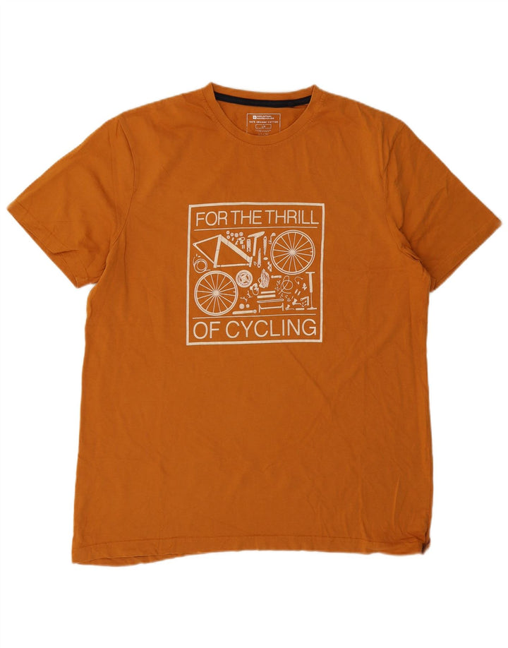 Mountain Warehouse Mens Graphic T-Shirt Top Large Orange Cotton