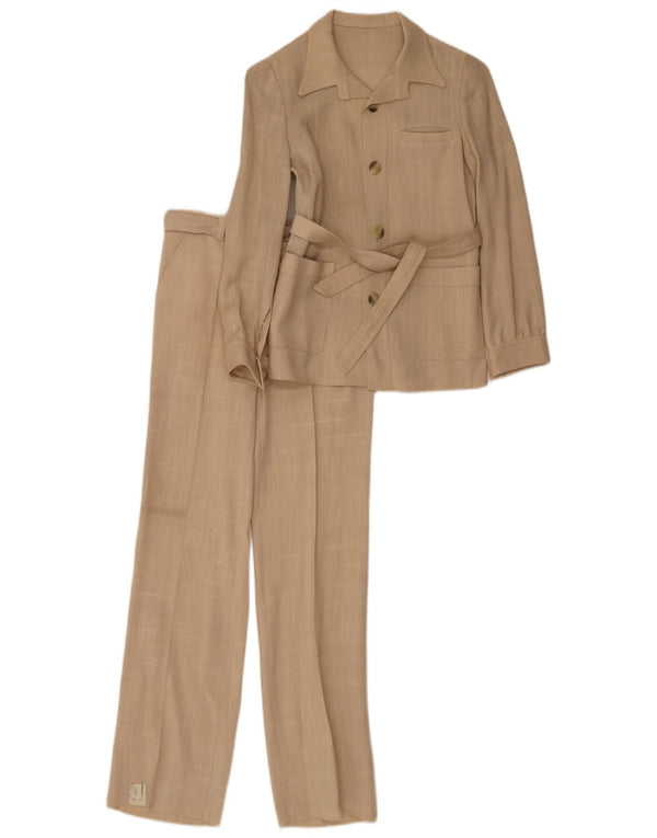 Vintage Womens 4 Button 2 Piece Suit IT 36 XS W26 L30 Beige Viscose