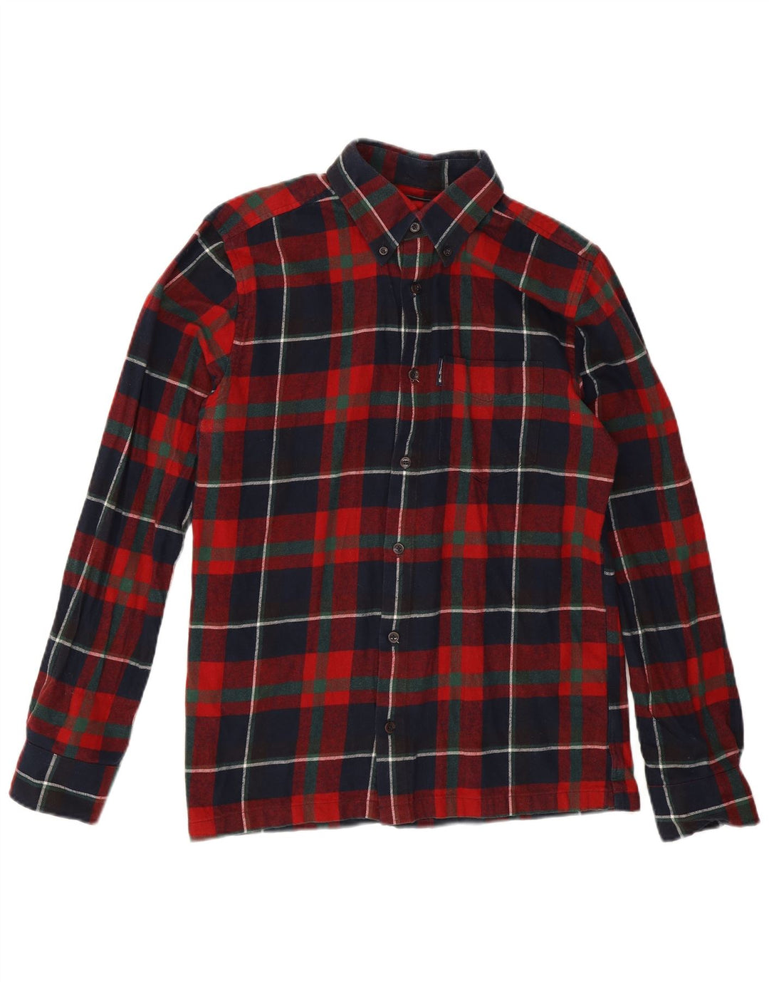 Ben Sherman Mens Flannel Shirt Small Navy Blue Check Cotton