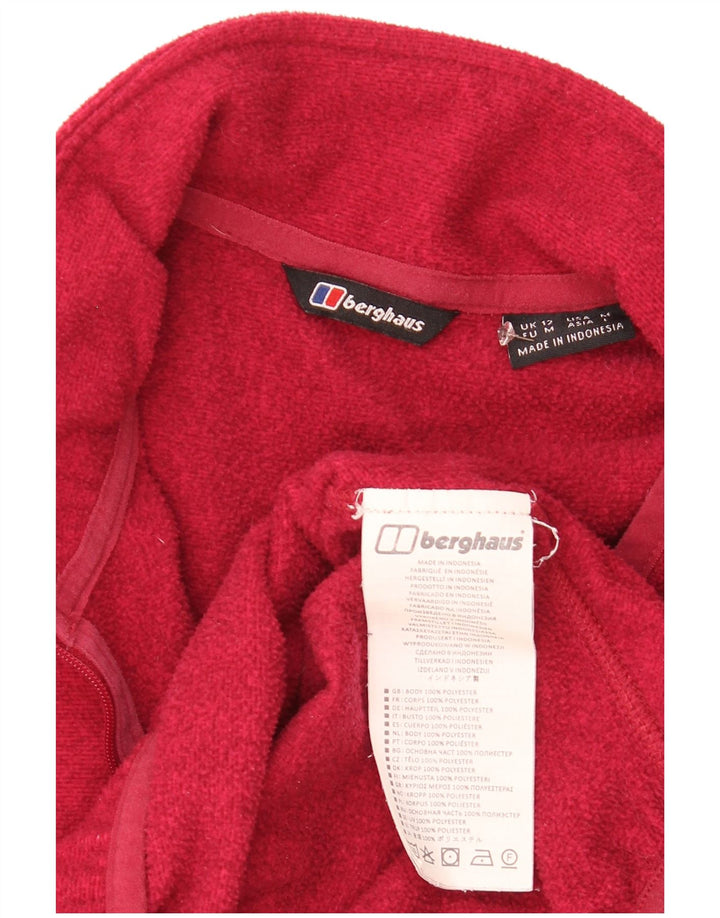 Berghaus Womens Zip Neck Fleece Jumper UK 12 Medium Red Polyester