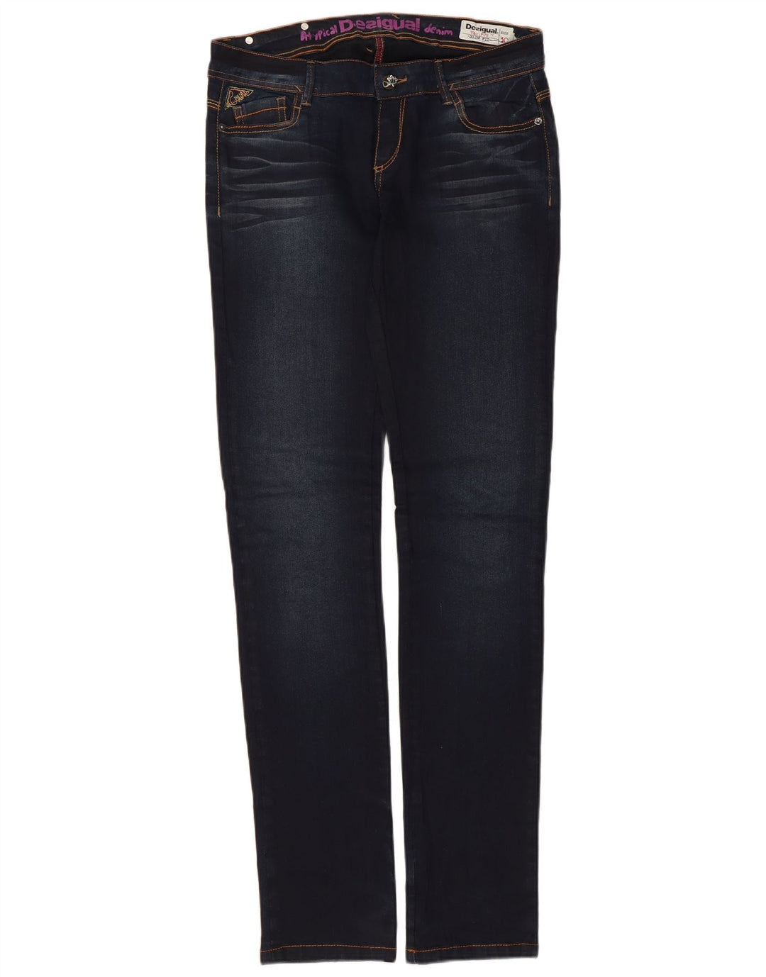 Desigual Womens Slim Jeans W30 L32 Navy Blue Cotton