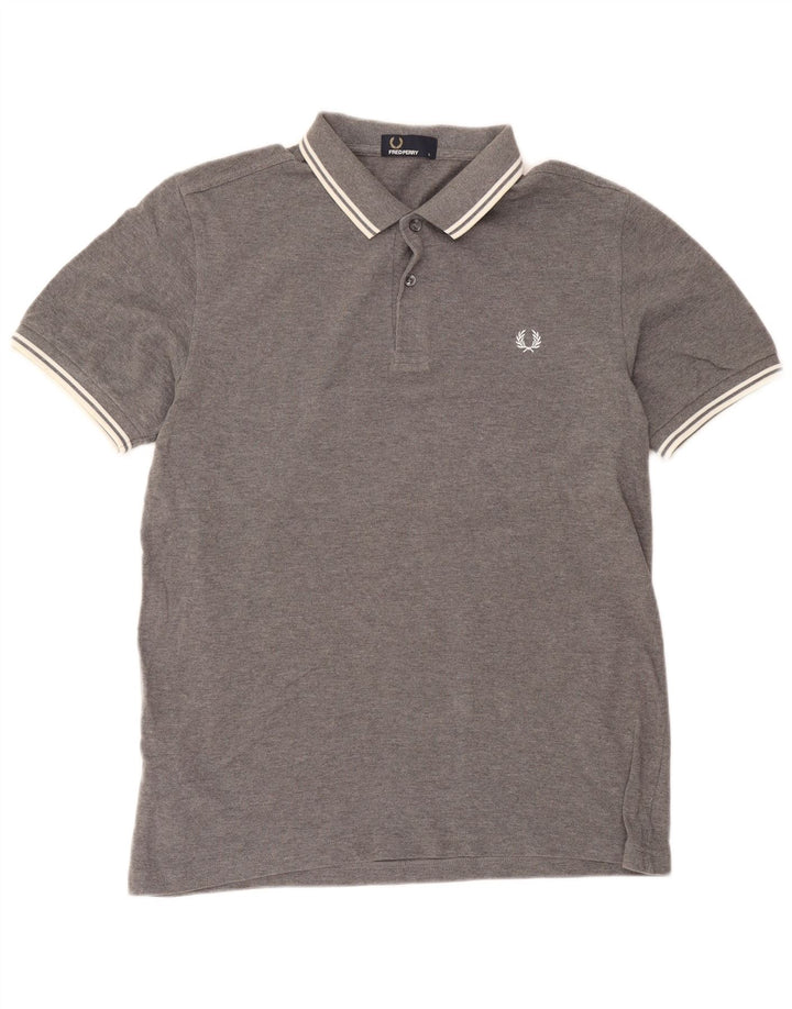 Polo da uomo Fred Perry grande in cotone chiazzato grigio