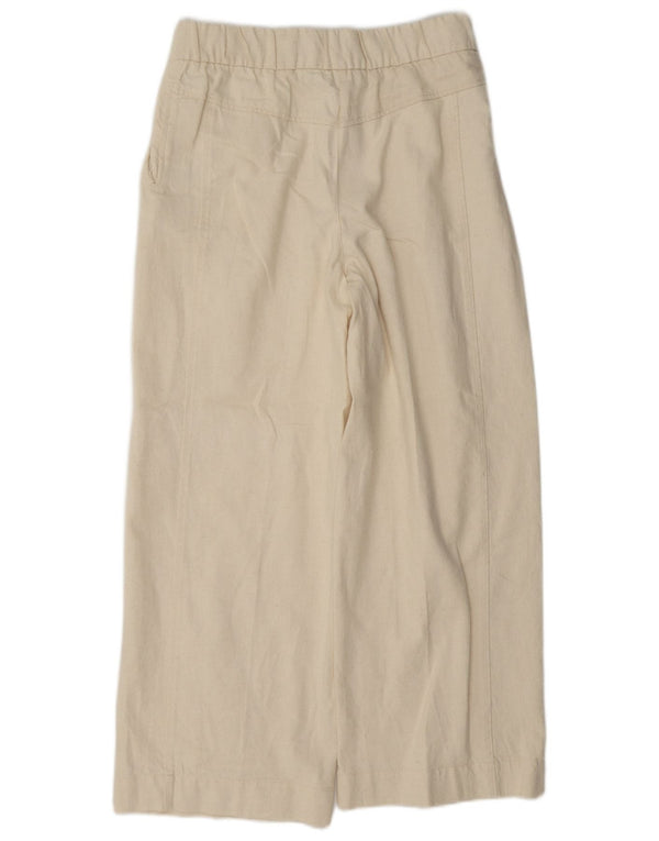 Zara Damen-Freizeithose mit hoher Taille, XS W24 L26, beige Baumwolle