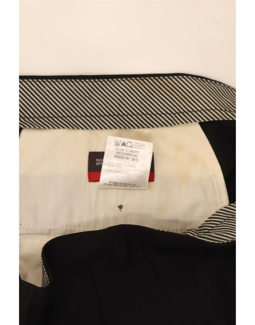 Marks & Spencer Mens Pegged Suit Trousers W40 L33 Black Polyester