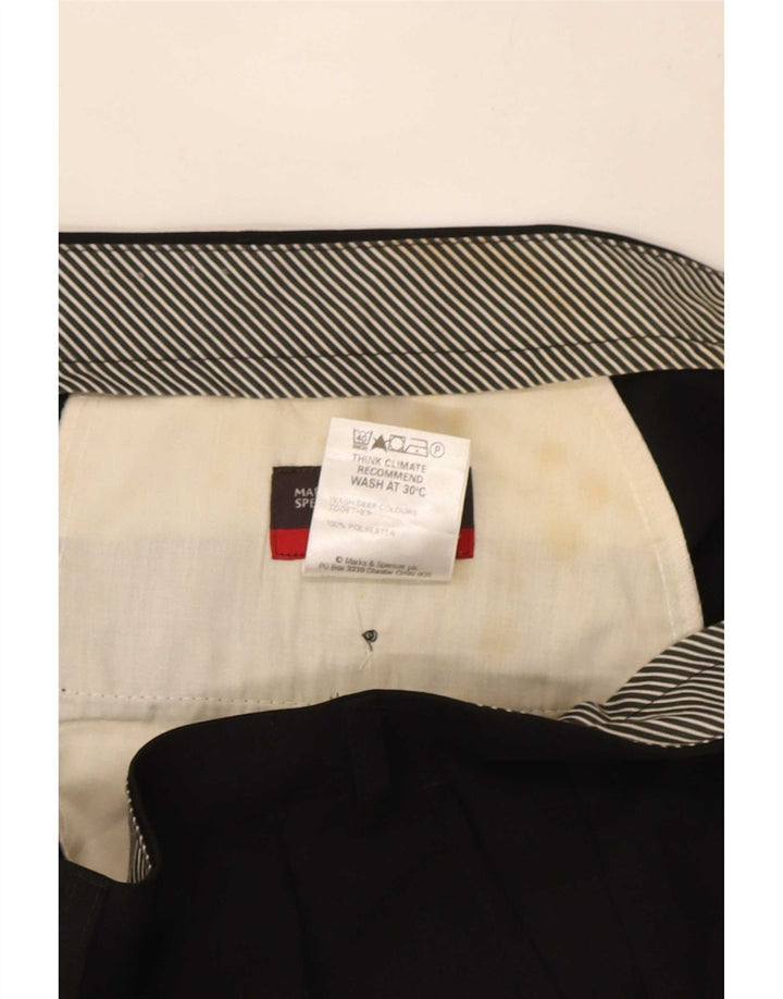 Marks & Spencer Mens Pegged Suit Trousers W40 L33 Black Polyester