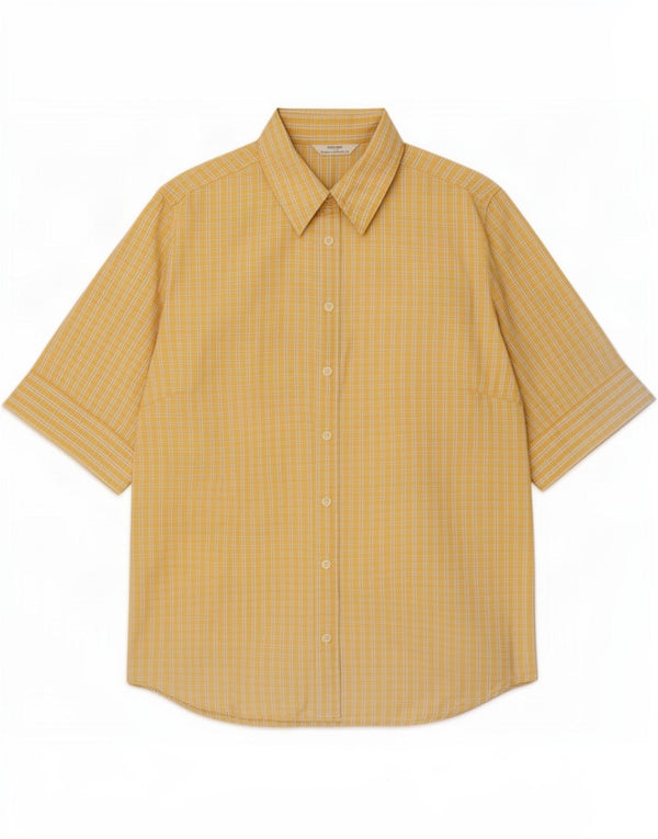 Marks & Spencer Damen St. Michael Hemd UK 12 Mittelgelb kariert