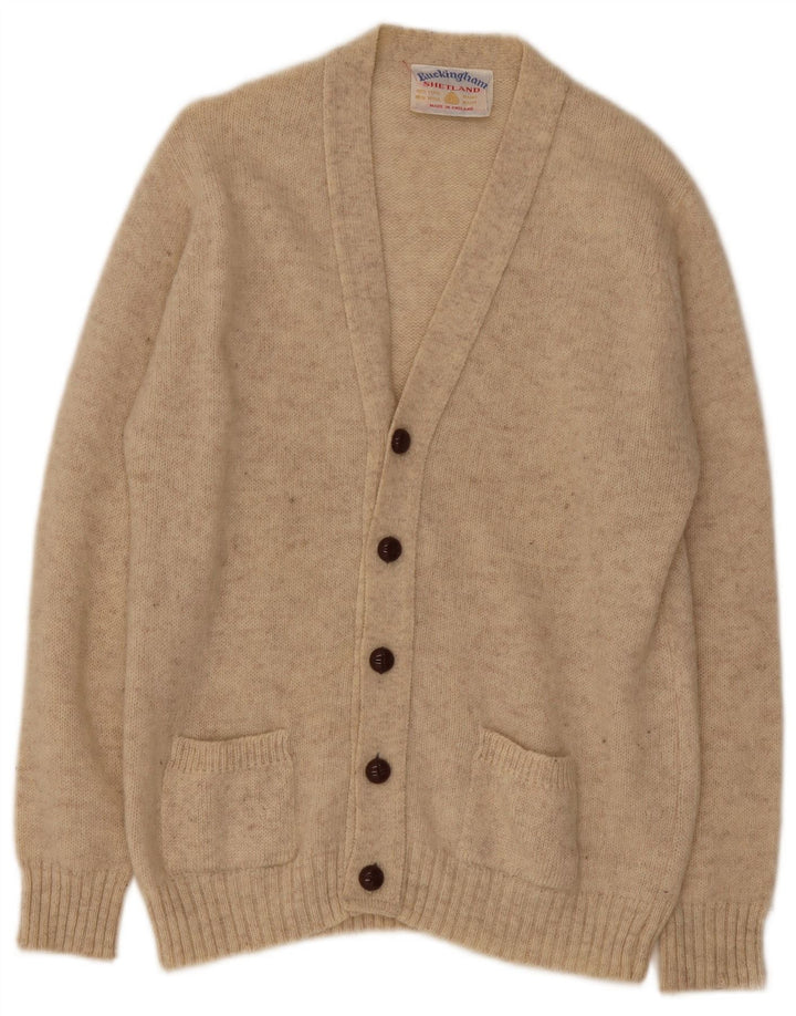 Vintage Mens Cardigan Sweater XL Beige Wool
