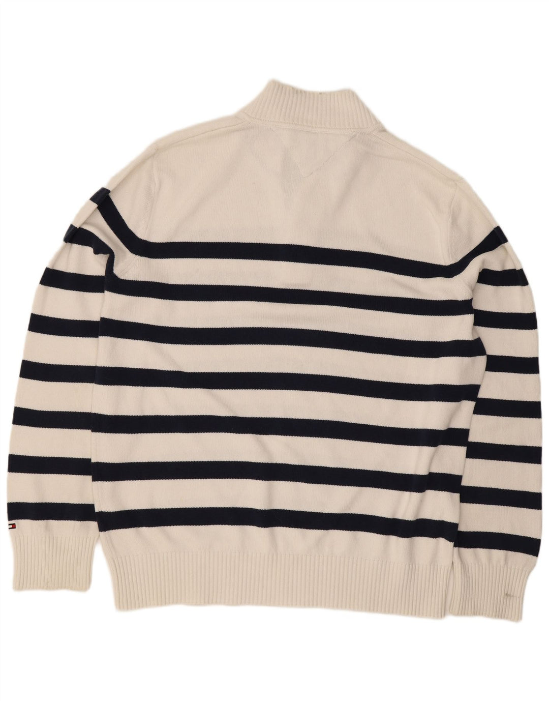 Tommy Hilfiger Uomo Maglione con Collo a Bottoni Maglione a Righe Bianche Grandi