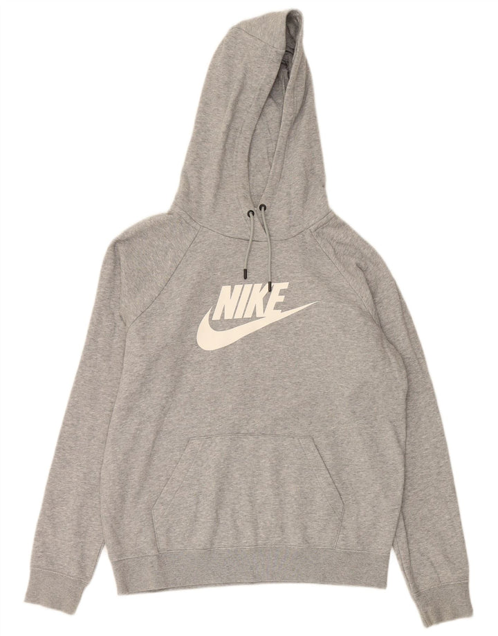 NIKE Mens Graphic Hoodie Jumper Medium Grey Cotton