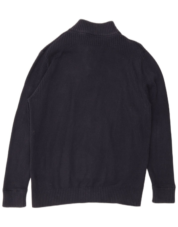 Crew Clothing Maglione da uomo con zip e collo XL in cotone blu navy