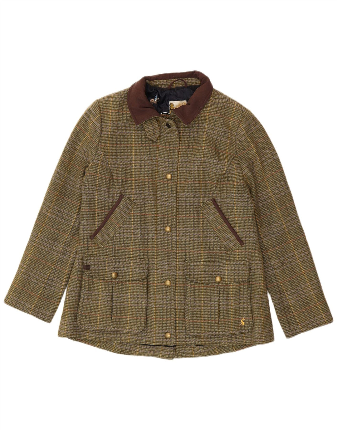 Joules Dame Country Jacket UK 16 Stor Grøn Plaid Uld
