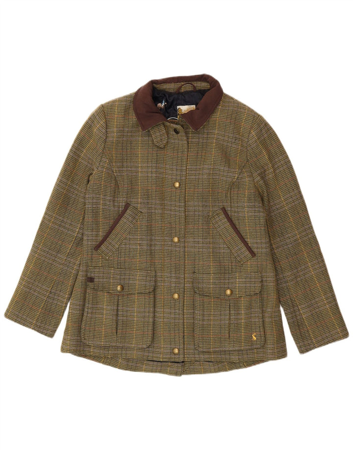 Joules Dame Country Jacket UK 16 Stor Grøn Plaid Uld
