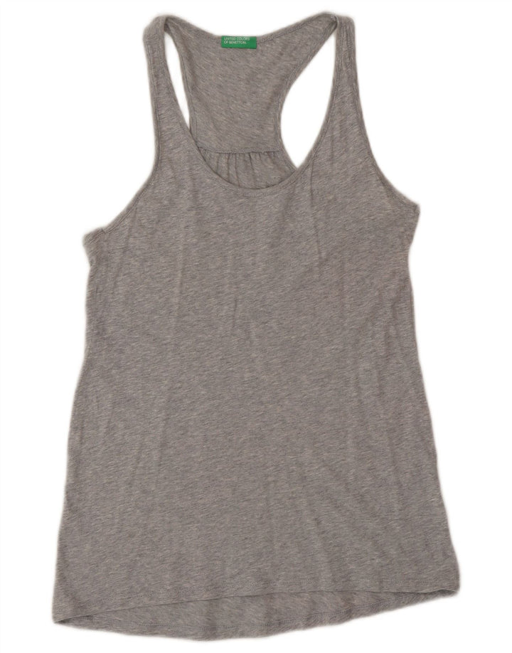 Benetton Womens Vest Top UK 12 Medium Grey Flecked