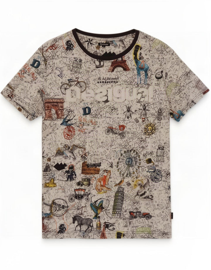 Desigual Herre grafisk T-shirt Top Stor flerfarvet bomuld
