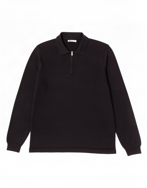 Maglione Zara da uomo con collo alto, grande, in cotone nero