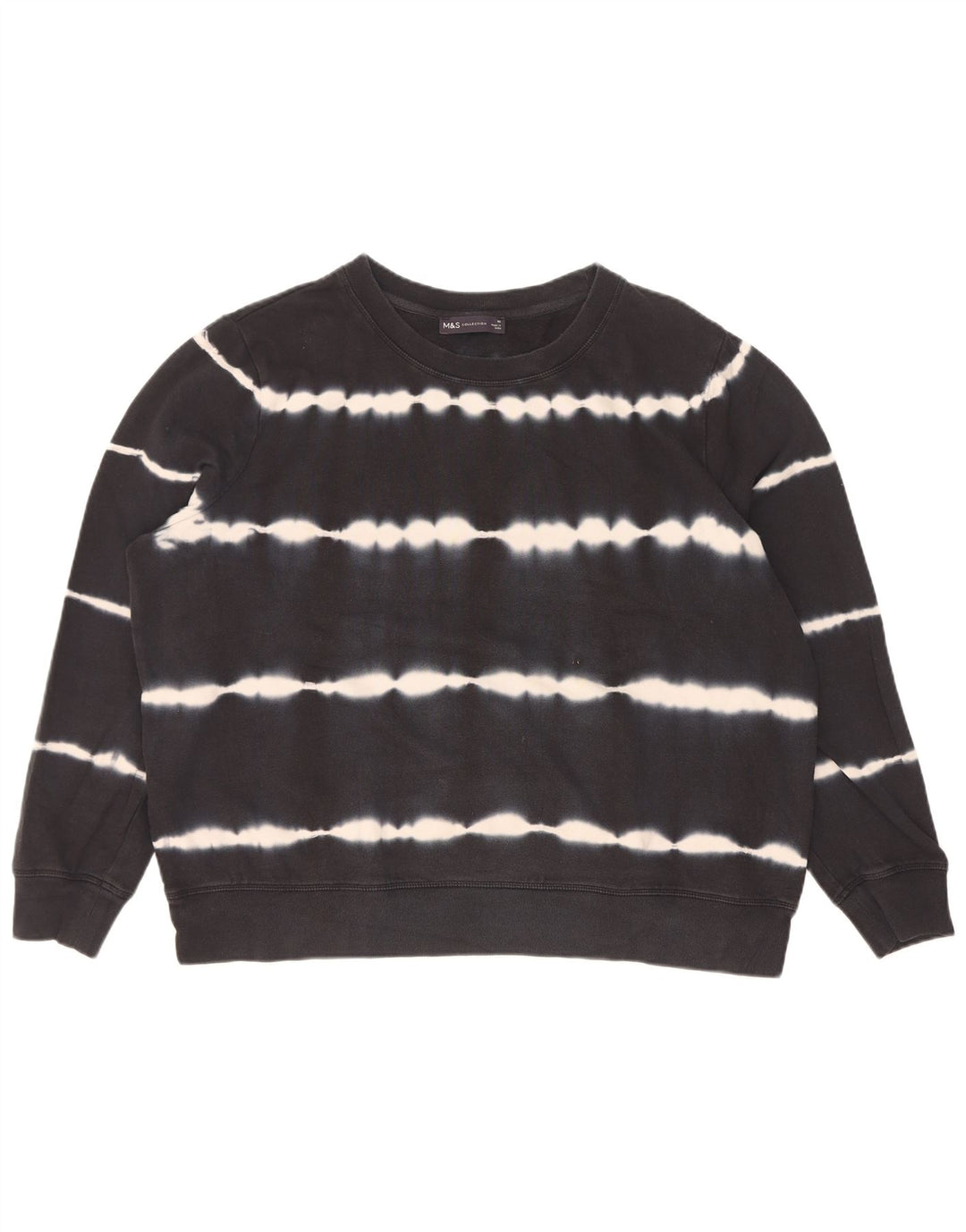Marks & Spencer Womens Oversized Sweatshirt Jumper UK 18 XL Black Tie Dye