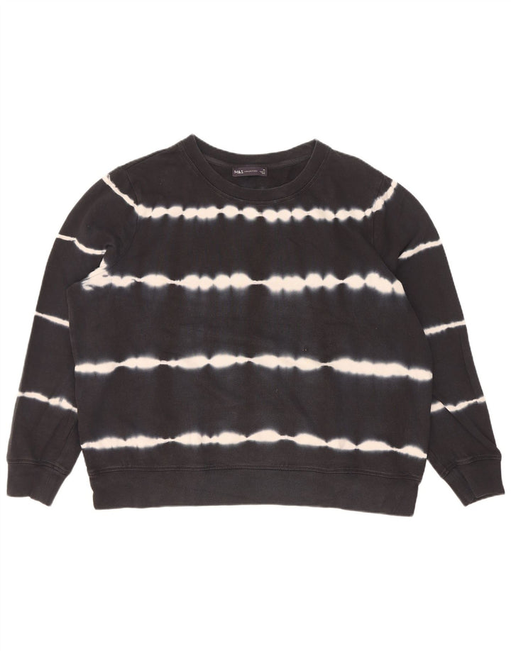 Marks & Spencer Womens Oversized Sweatshirt Jumper UK 18 XL Black Tie Dye