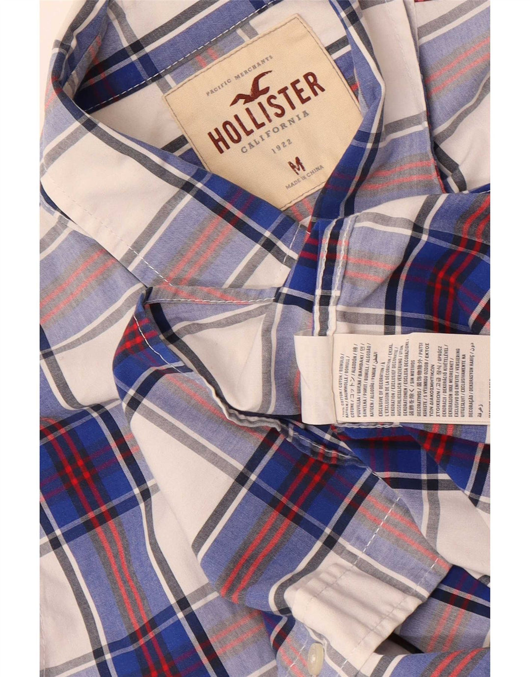 Hollister Mens Shirt Medium Blue Check Cotton
