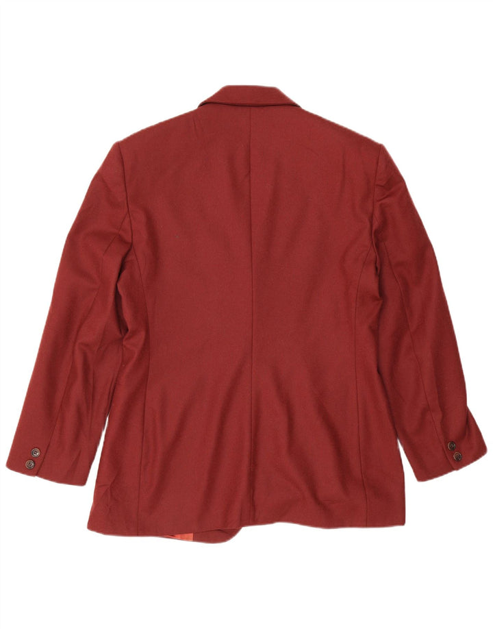 Benetton Womens Crop 2 Button Blazer Jacke IT 44 Medium Burgunder Wolle