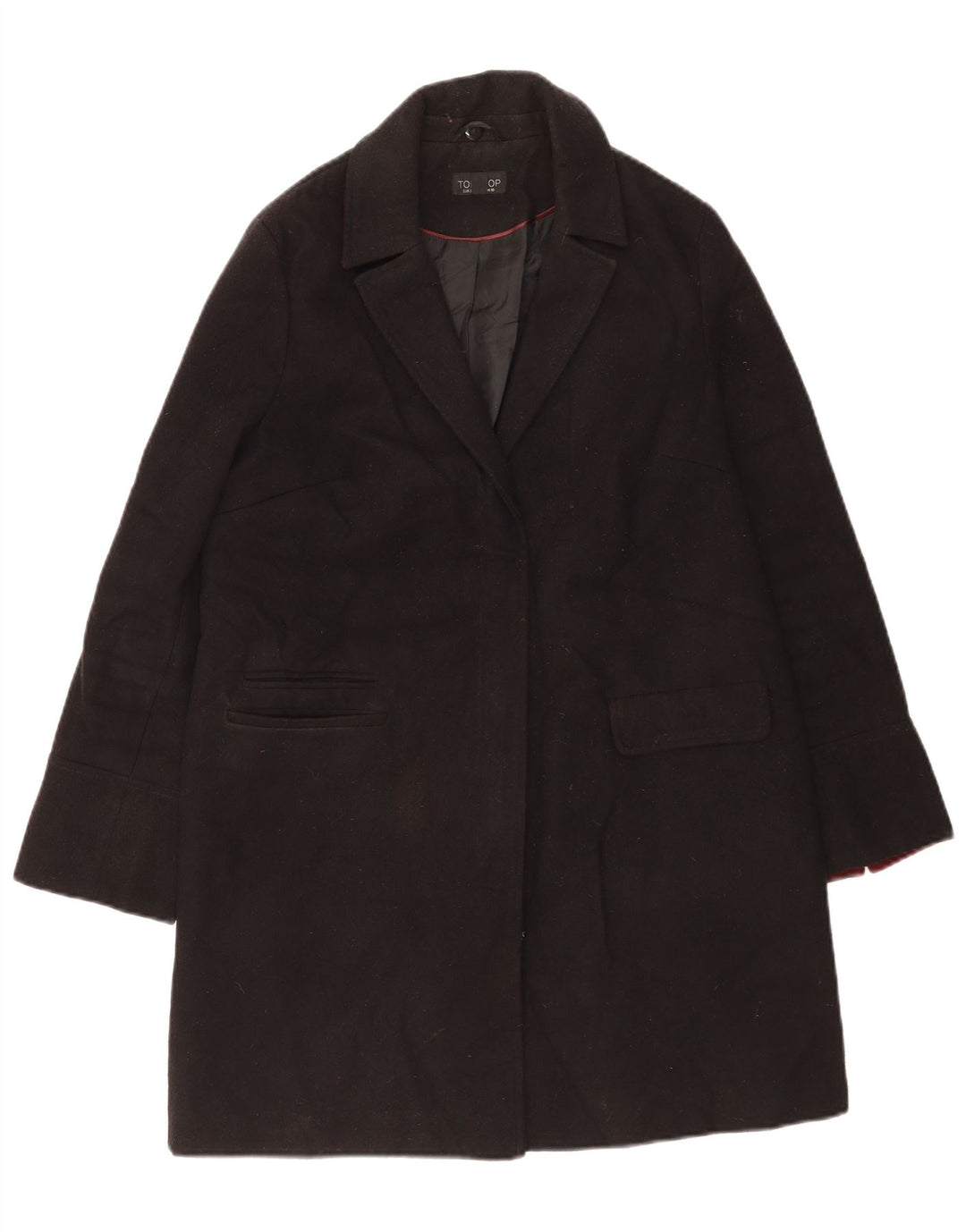 Topshop Womens Oversized Overcoat UK 10 Small Black Polyester