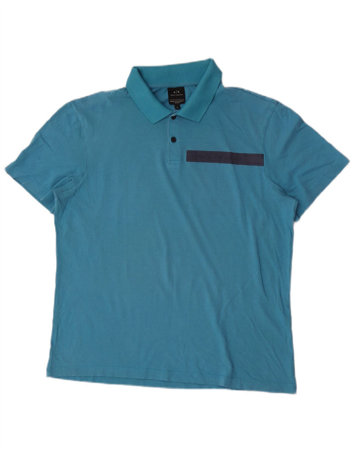 Armani Exchange Mens Polo Shirt Medium Blue