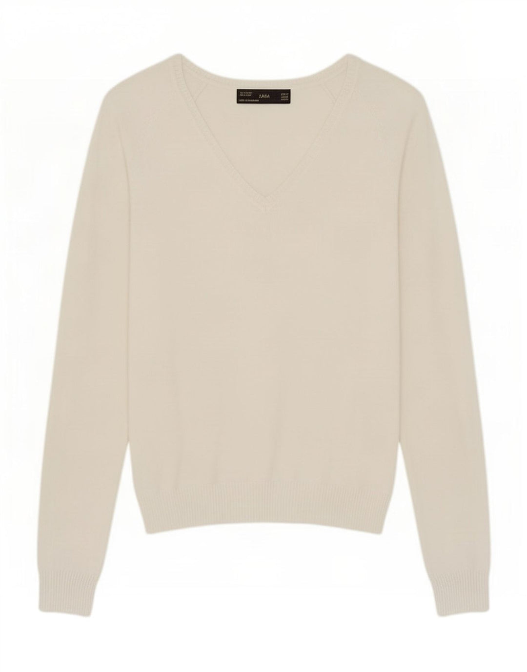 Maglione Zara da donna con scollo a V UK 12 cotone bianco medio