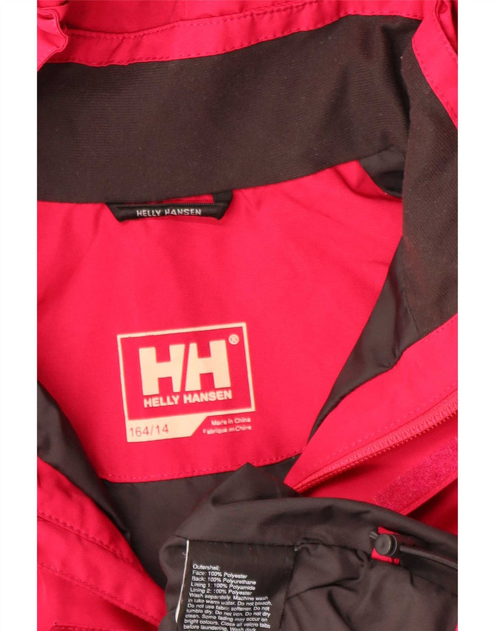 Helly Hansen Girls Hooded Windbreaker Jacket 13-14 Years Red Polyester
