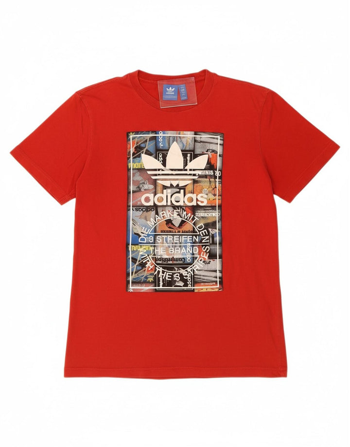 ADIDAS Mens Graphic T-Shirt Top Small Red Cotton