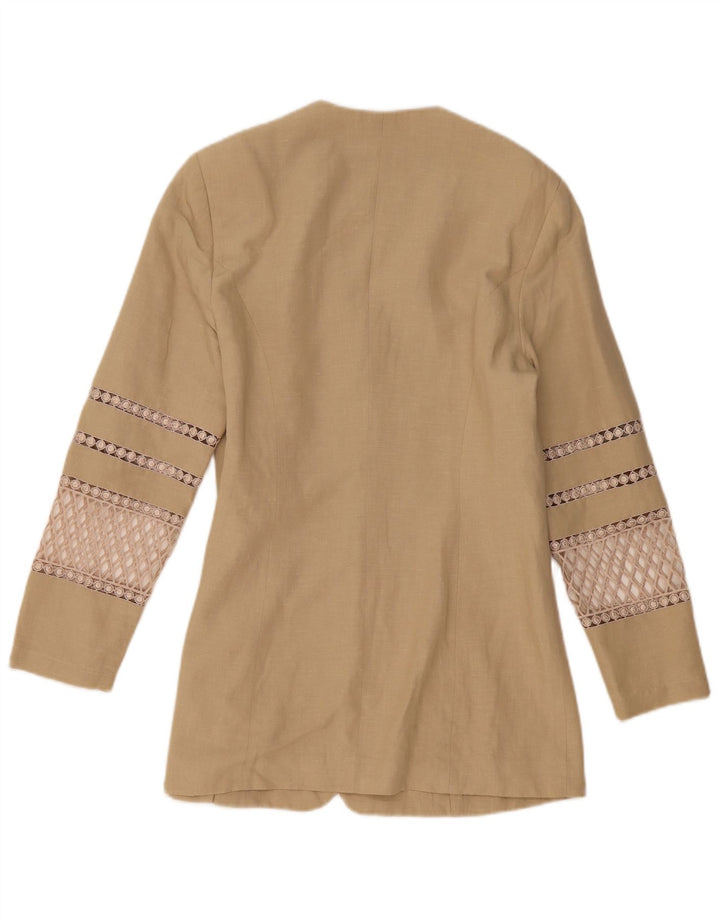 Gil Bret Womens 3 Button Blazer Jacket UK 12 Medium Beige Linen