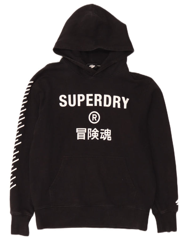 Superdry Mens Graphic Hoodie Jumper Large Black Cotton