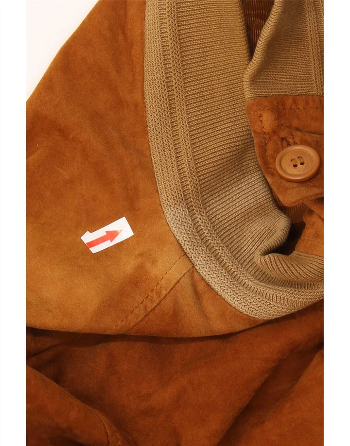 Project Classico Chaqueta bomber de ante para hombre UK 42 XL Cuero marrón
