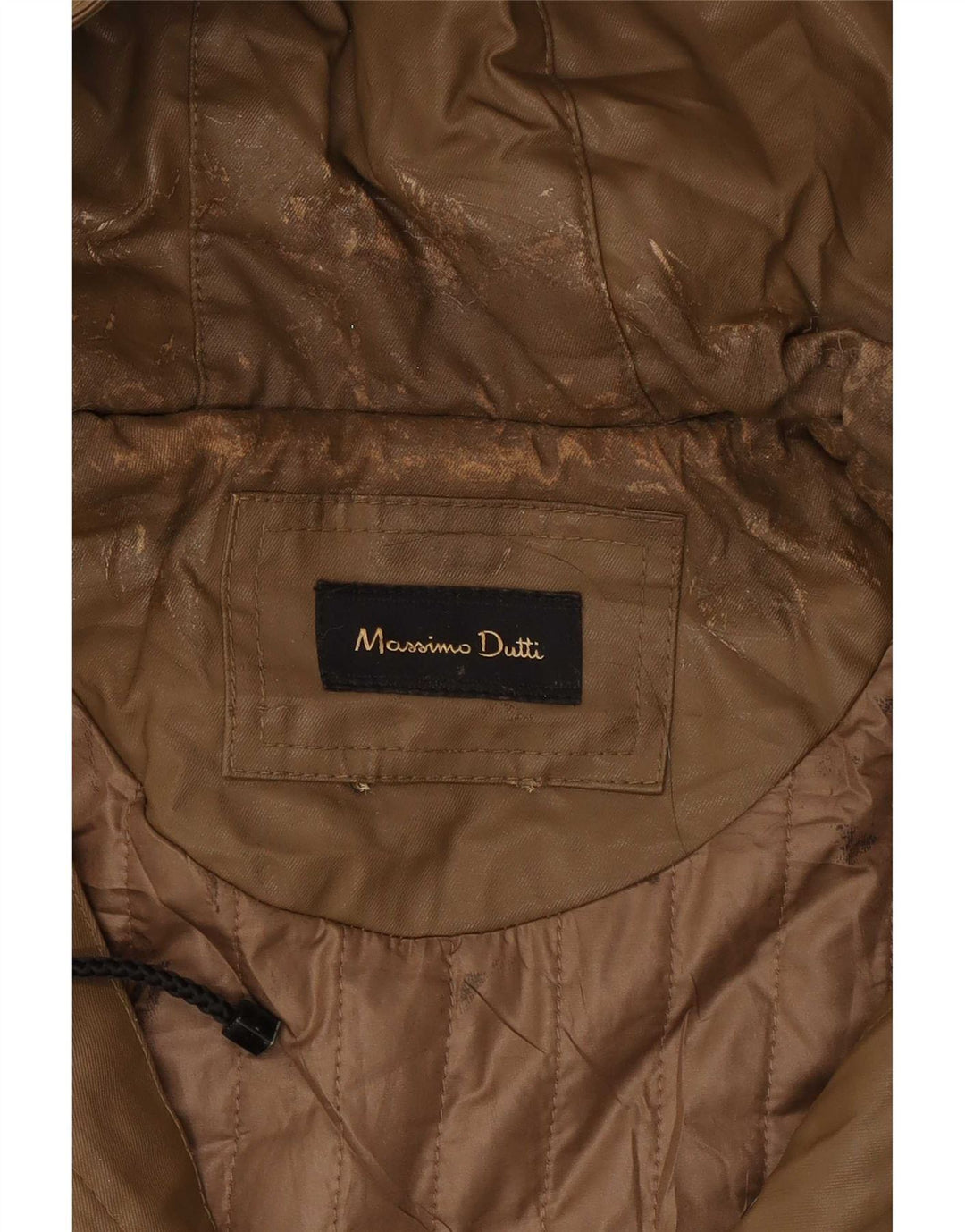 Massimo Dutti Dame Hooded Parka Jacket UK 12 Medium Beige Bomuld