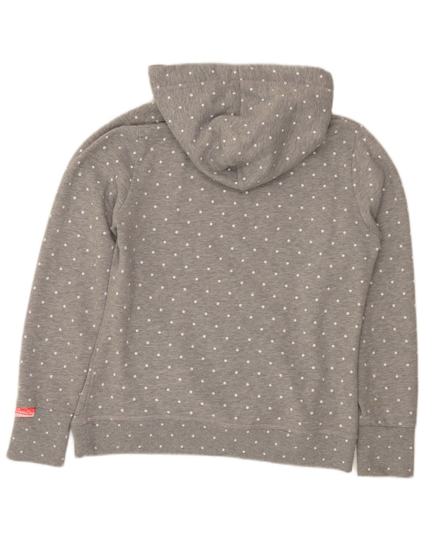 Superdry Grafisk hættetrøje til kvinder UK 18 XL Grå Polka Dot Bomuld