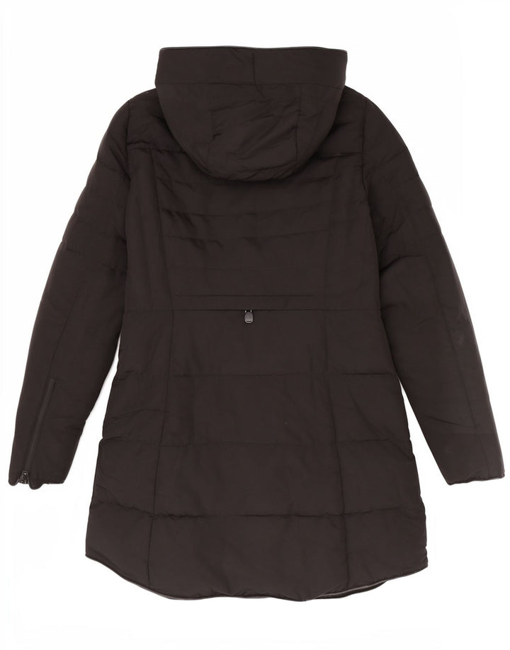 Zara Womens Hooded Padded Coat UK 14 Medium Black