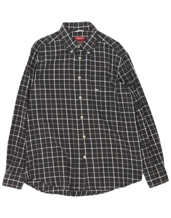 Camicia Carrera da uomo vestibilità regolare XL in cotone a quadri grigio