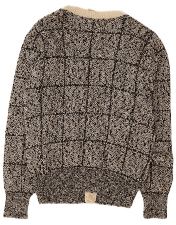 Valentino Mens Cardigan Sweater Small Grey Check Cotton