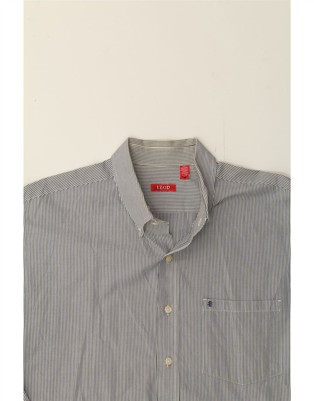 IZOD Mens Shirt XL Navy Blue Striped Cotton Vintage Izod and Second-Hand Izod from Messina Hembry 