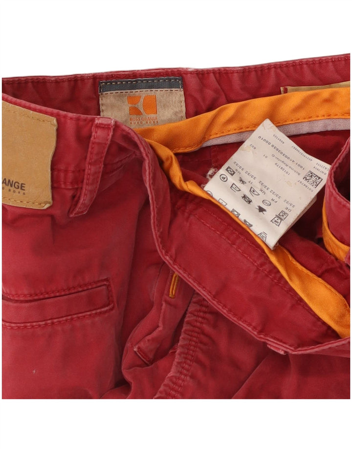 Hugo Boss Mens Chino Shorts W33 Medium Red Cotton