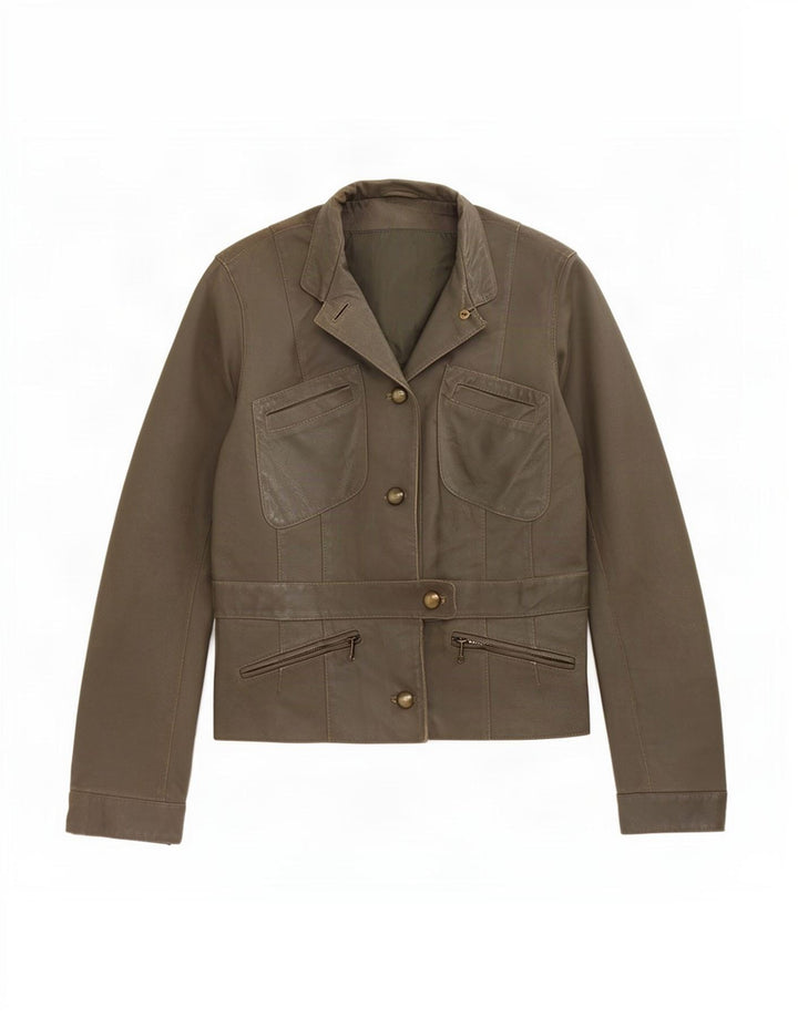 Vintage Γυναικείο Δερμάτινο Μπουφάν IT 44 Medium Khaki