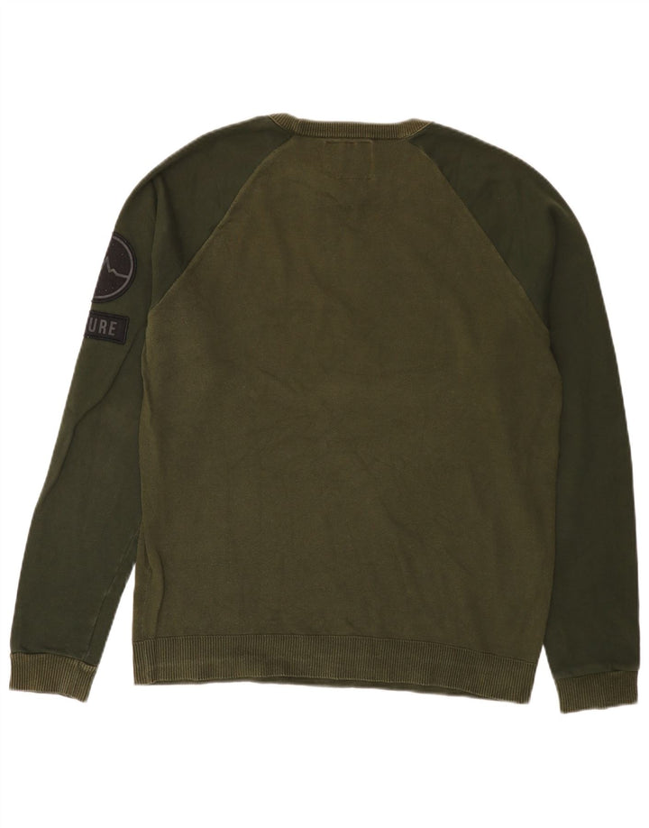 Jack & Jones Mens Sweatshirt Jumper Large Green Colourblock
