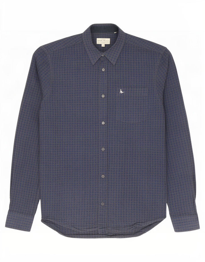 Camicia slim fit da uomo Jack Wills in cotone a quadretti blu navy medio