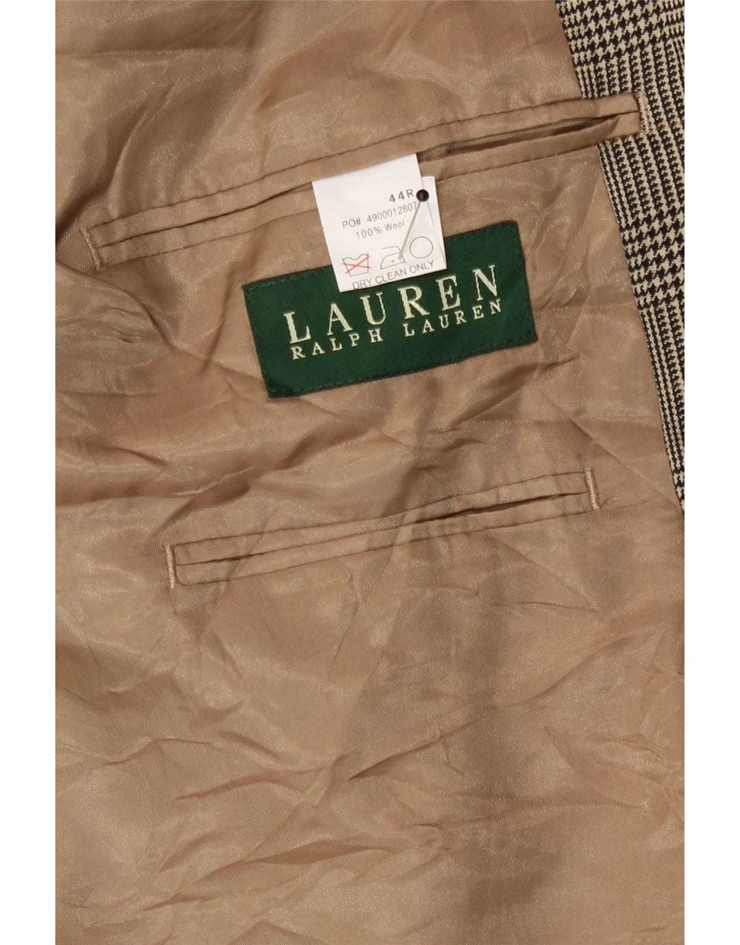 Polo Ralph Lauren Mens 2 Button Blazer Jacket UK 44 2XL Beige Houndstooth