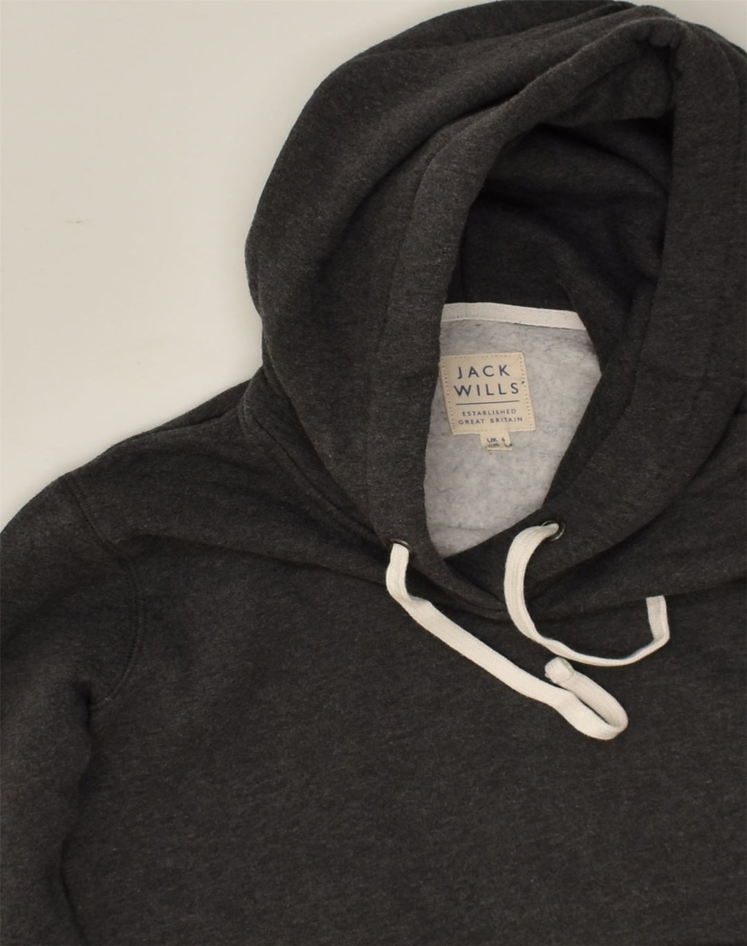 JACK WILLS Womens Graphic Hoodie Jumper UK 6 XS Grey Cotton | Vintage Jack Wills | Thrift | Second-Hand Jack Wills | Used Clothing | Messina Hembry 