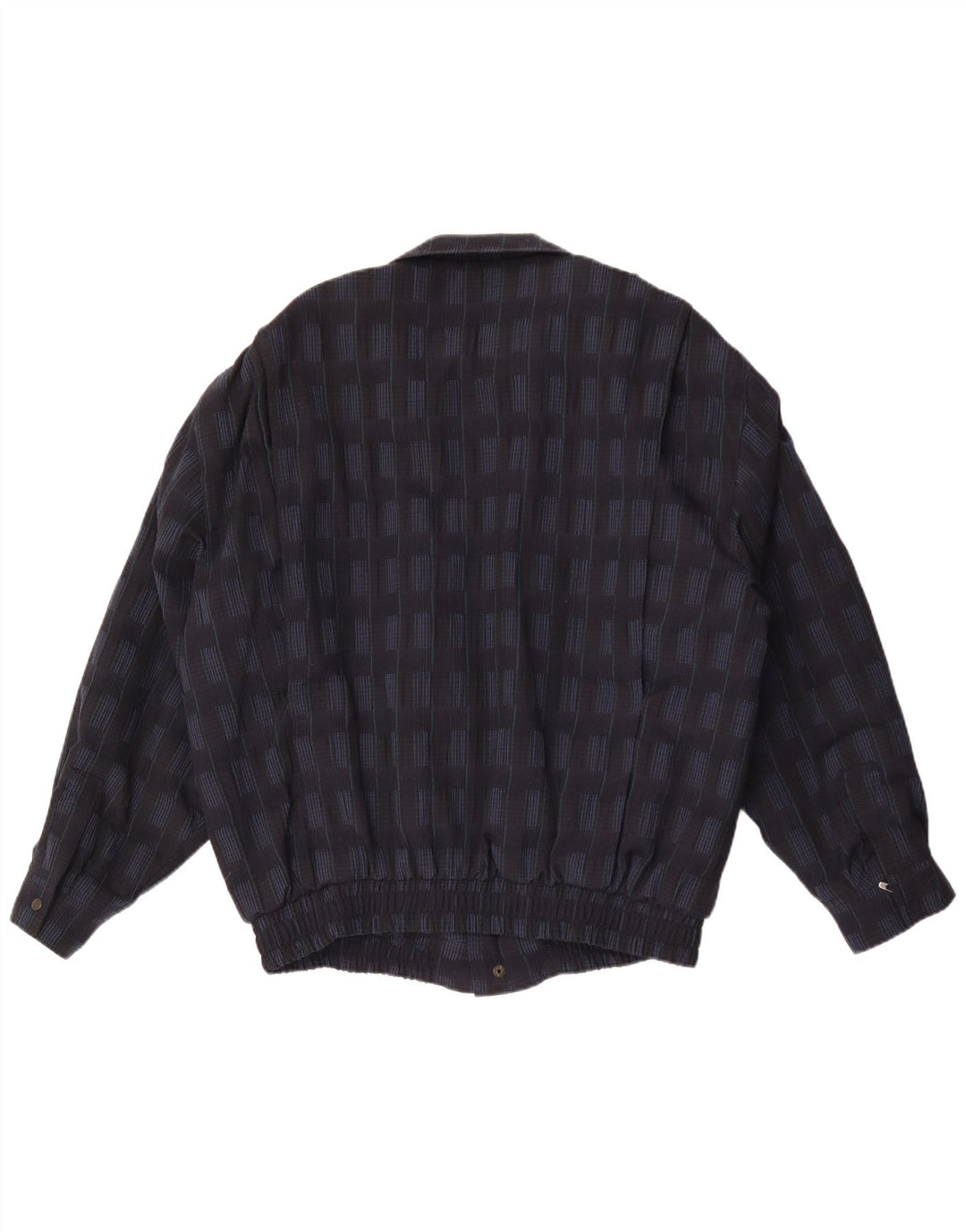 Trevira Mens Military Bomber Jacket UK 44 2XL Navy Blue Check Polyester