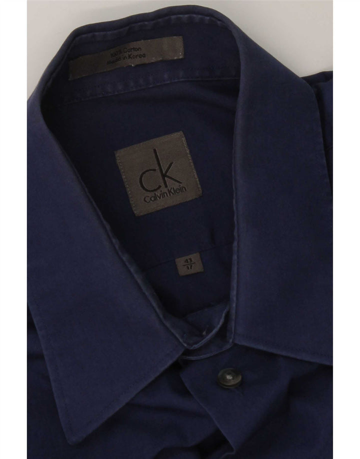 Calvin Klein Mens Shirt Size 17 XL Blue Cotton
