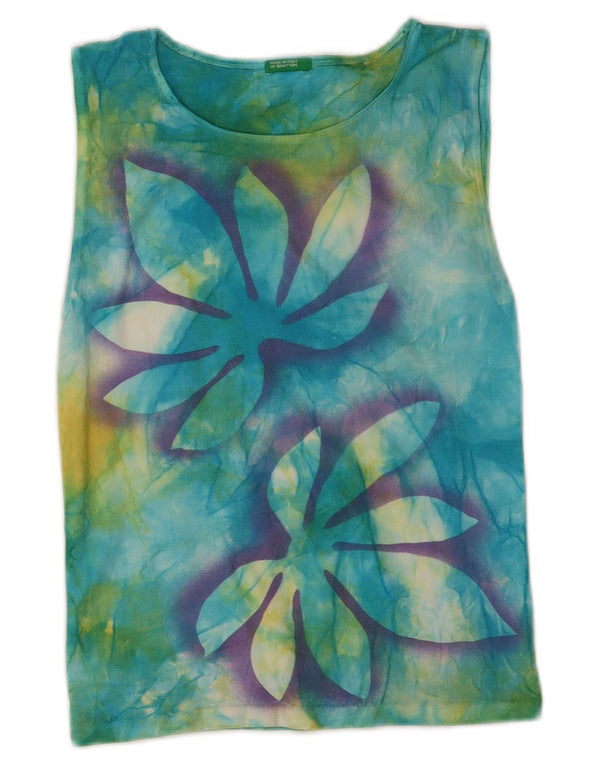 Benetton Womens Vest Top UK 4 XS Multicolored Tie Dye