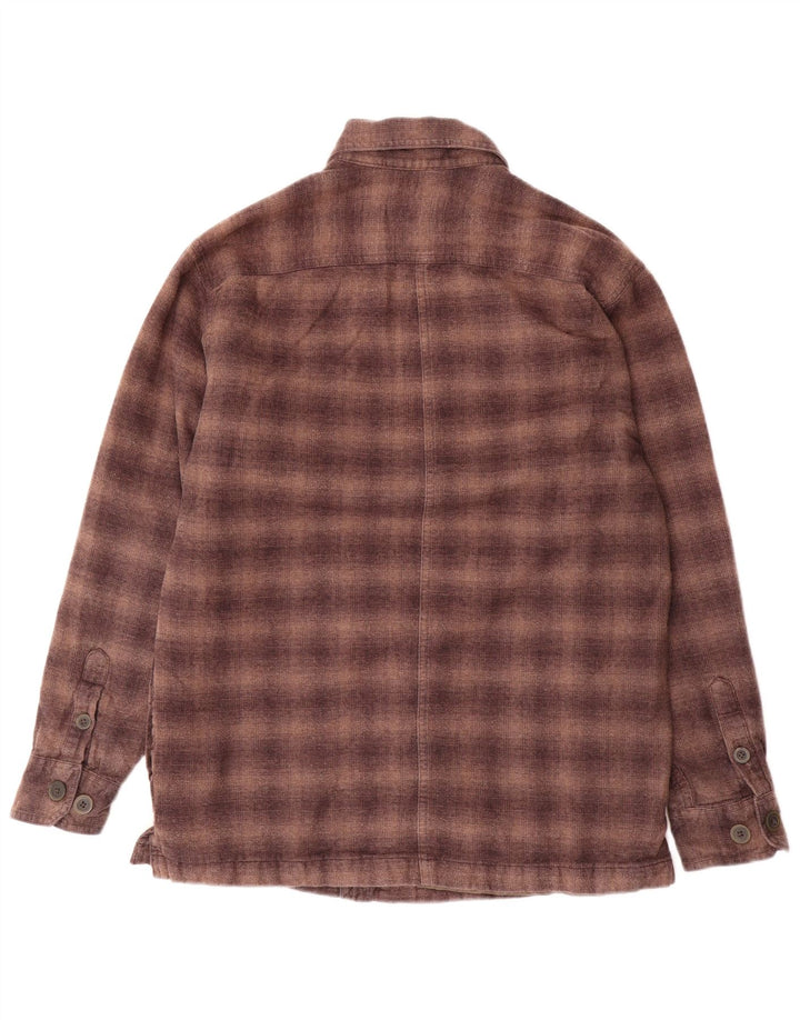 IZOD Mens Lumberjack Flannel Shirt Small Brown Check Cotton