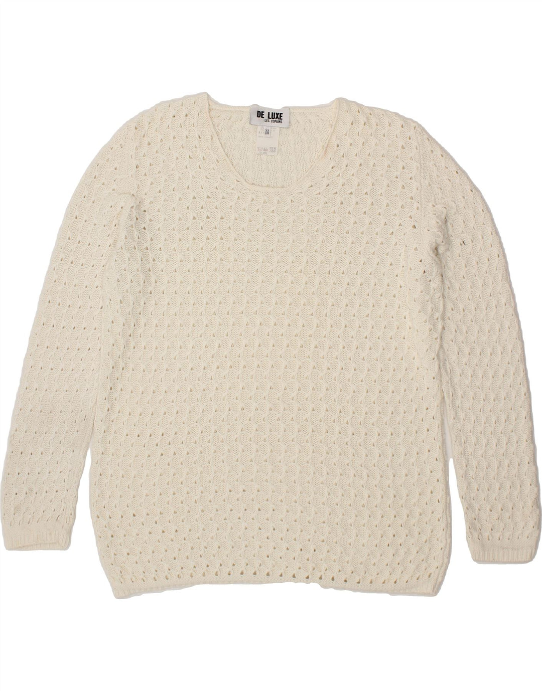 LES COPAINS Womens Boat Neck Jumper Sweater IT 44 Medium Off White Cotton Vintage Les Copains and Second-Hand Les Copains from Messina Hembry 