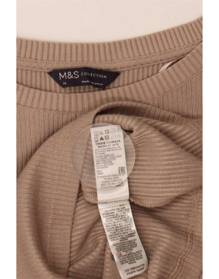 Top manica lunga da donna Marks & Spencer UK 14 Poliestere beige medio